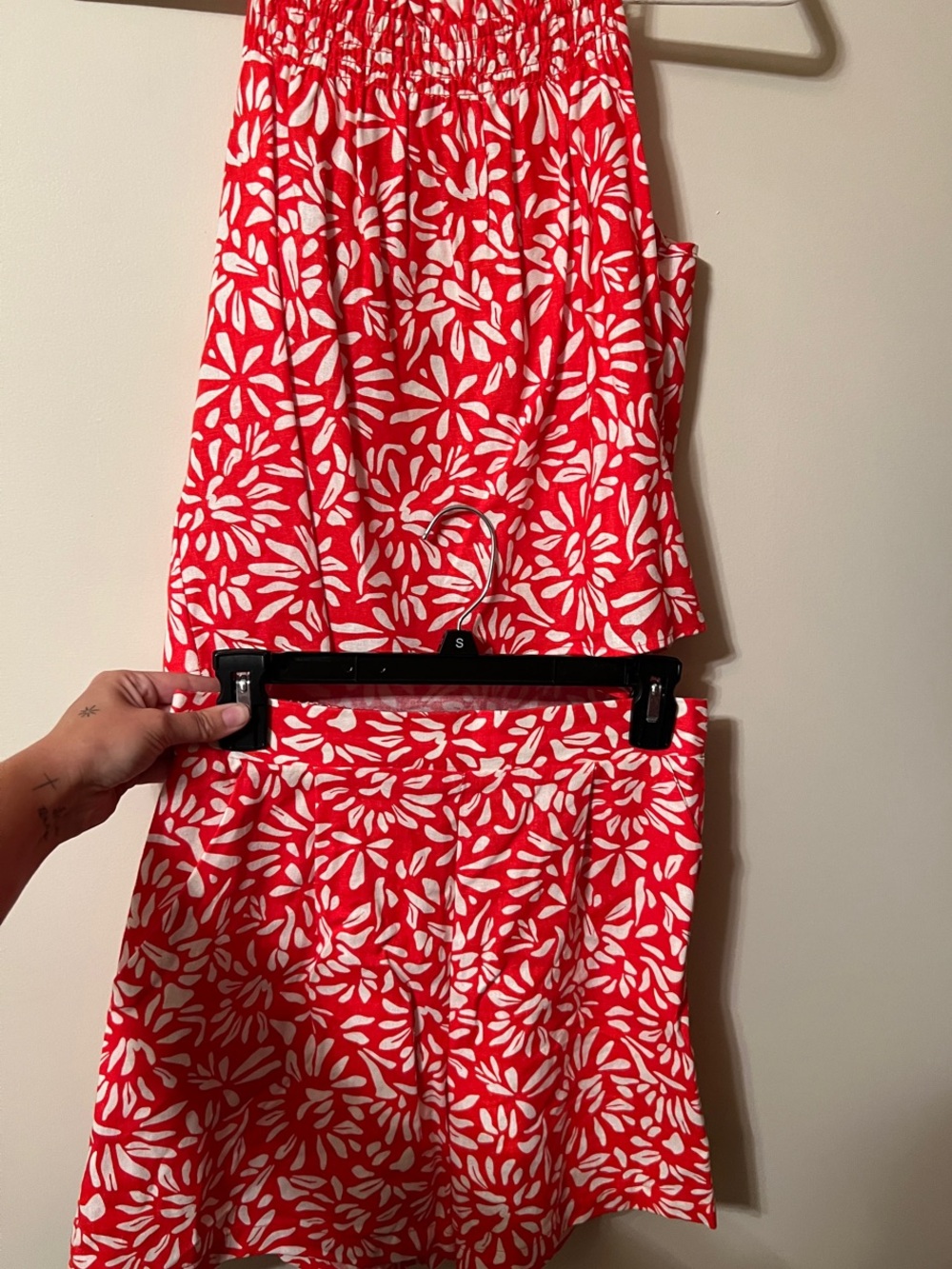 Red & White Floral Elastic-Waist Women's Skirt